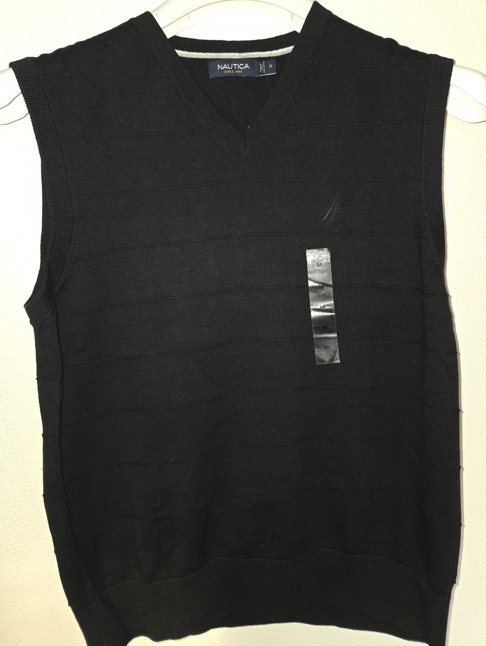 Nautica Men’s Black V-Neck Sweater Vest - Sleeveless Knit
